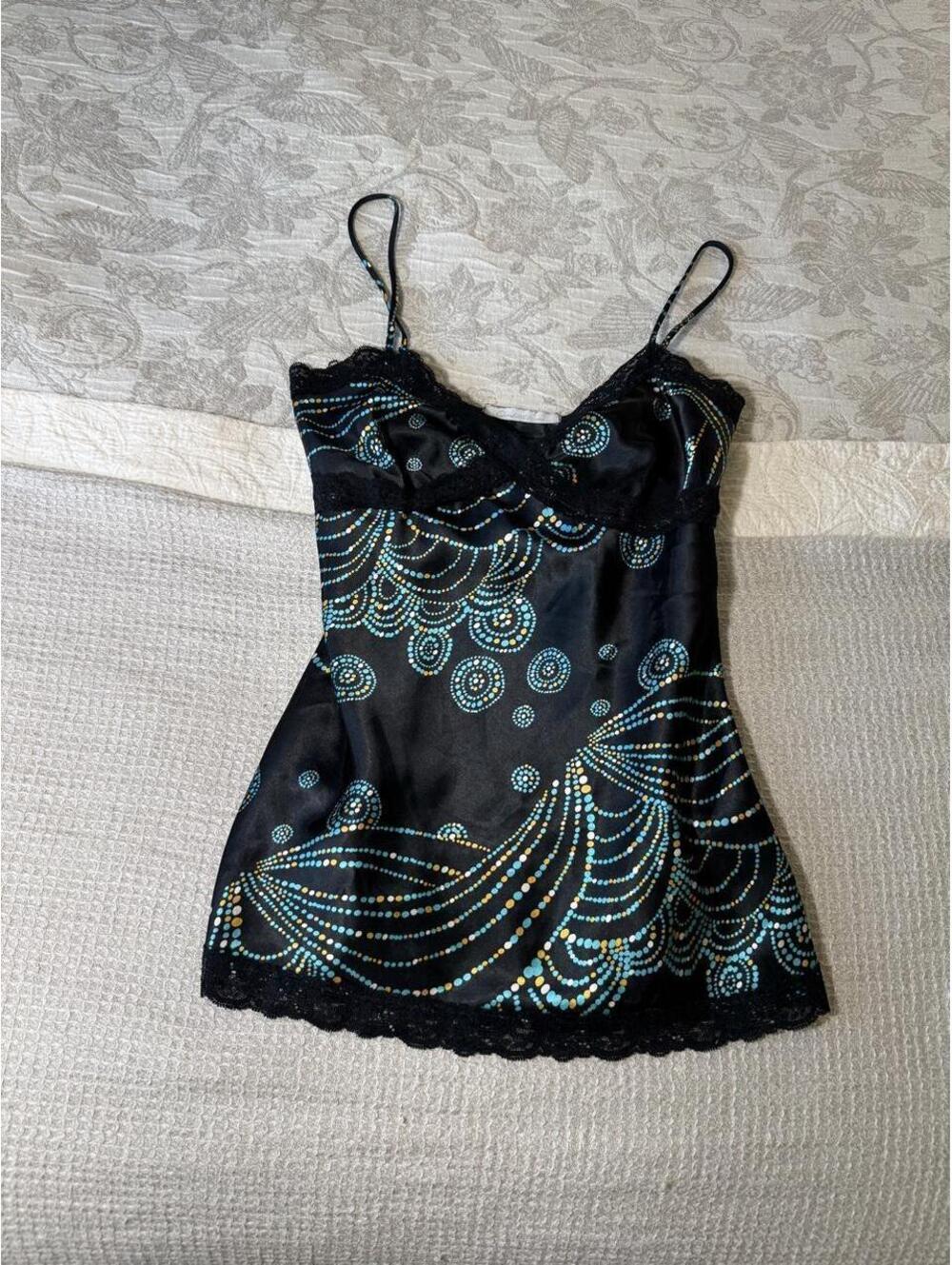 y2k black & blue charlotte russe lace cami